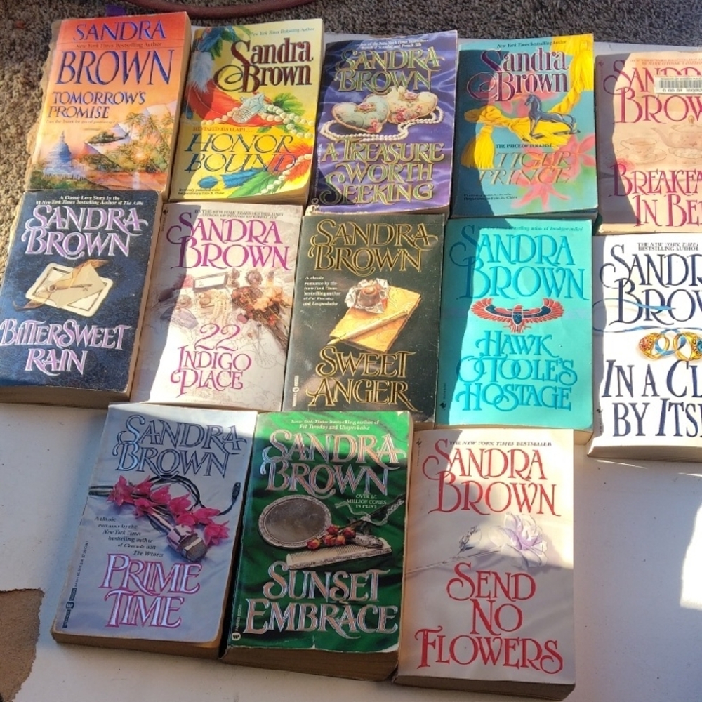 Sandra Brown Paperback Book Lot - Multiple Romance Titles - Colorful Covers